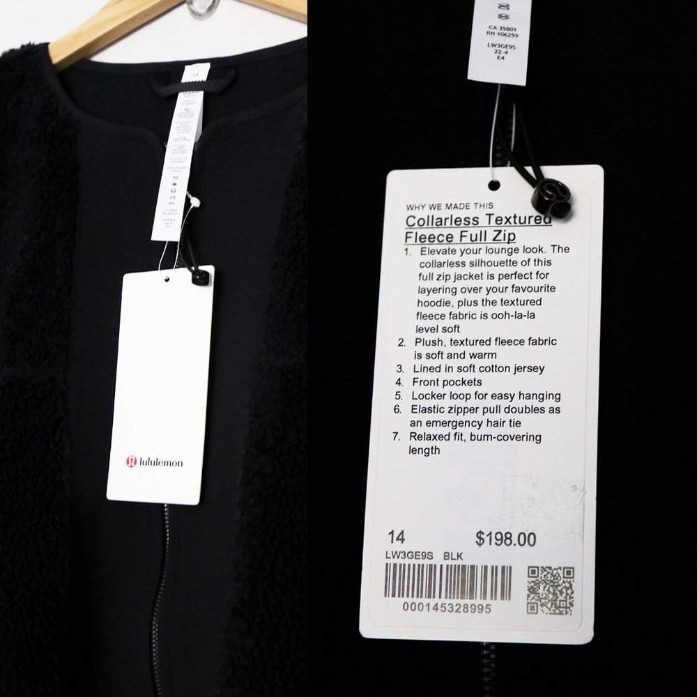 NEW Lululemon Collarless Textured Fleece Full Zip 14 Jacket Coat Longline $198 - Picture 10 of 16